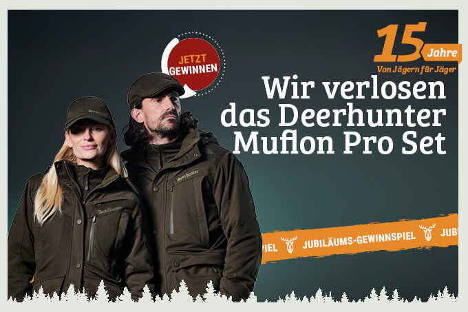 Jubiläums-Gewinnspiel im Oktober Beim Jubiläums-Gewinnspiel im Oktober verlosen wir ein Deerhunter Muflon Pro Set