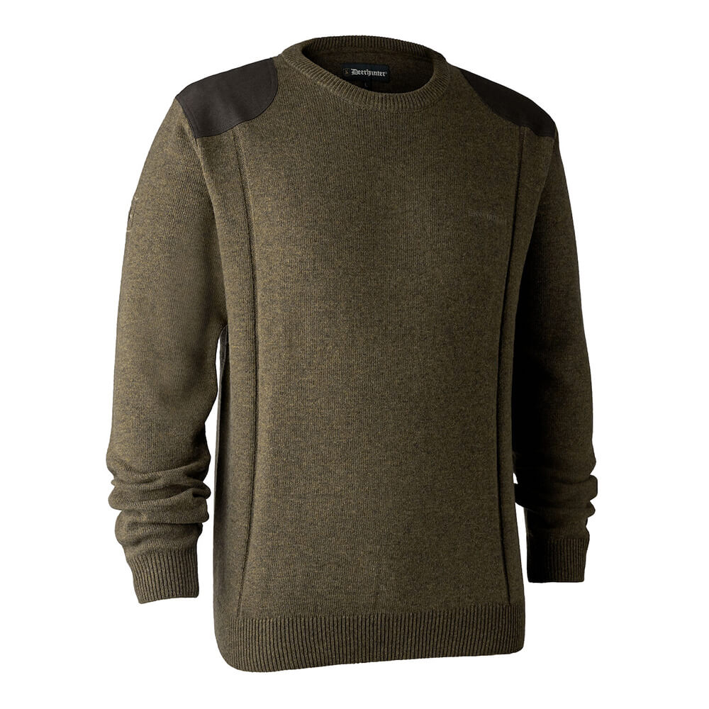 Deerhunter Rundhals-Pullover Sheffield (Grün) - Jagdpullover