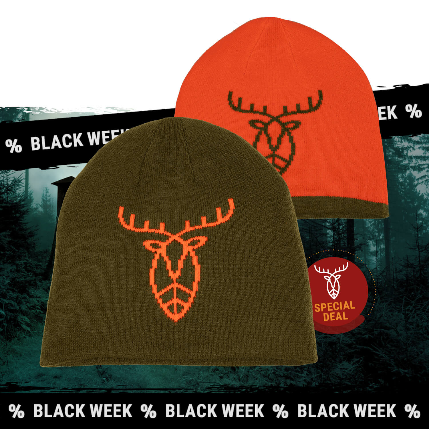 Pirscher Gear Wendemütze (Grün/Orange) - Drückjagd