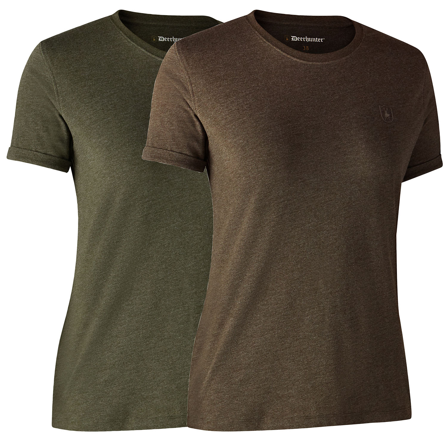 Deerhunter Damen T-Shirt Basic 2er-Pack (Grün/Braun) - Jagdbekleidung Damen