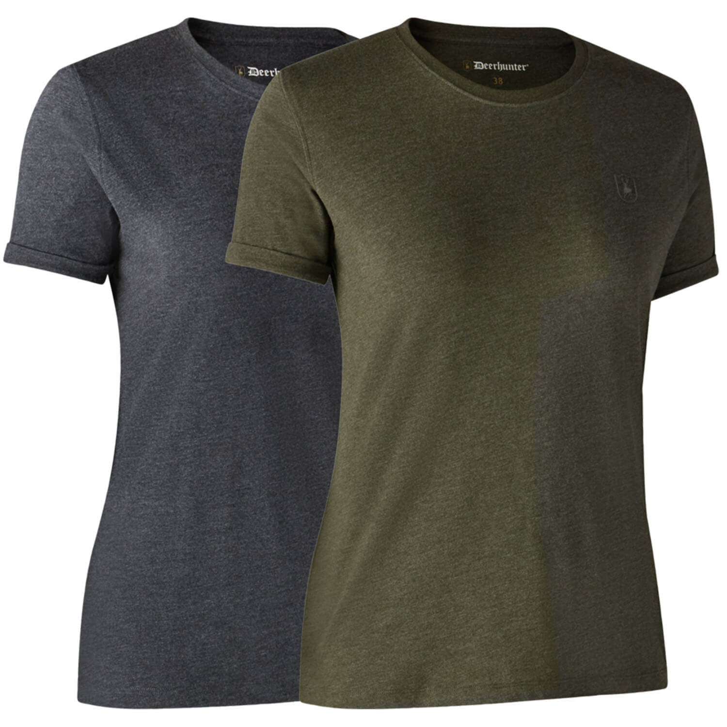 Deerhunter Damen T-Shirt Basic 2er-Pack (Grün/Grau) - Blusen & Shirts