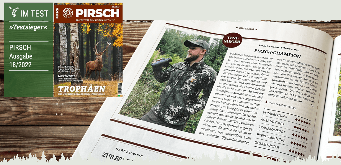 Pirscher Gear Silence-Pro Jacke ist Testsieger im Pirsch Jagdmagazin