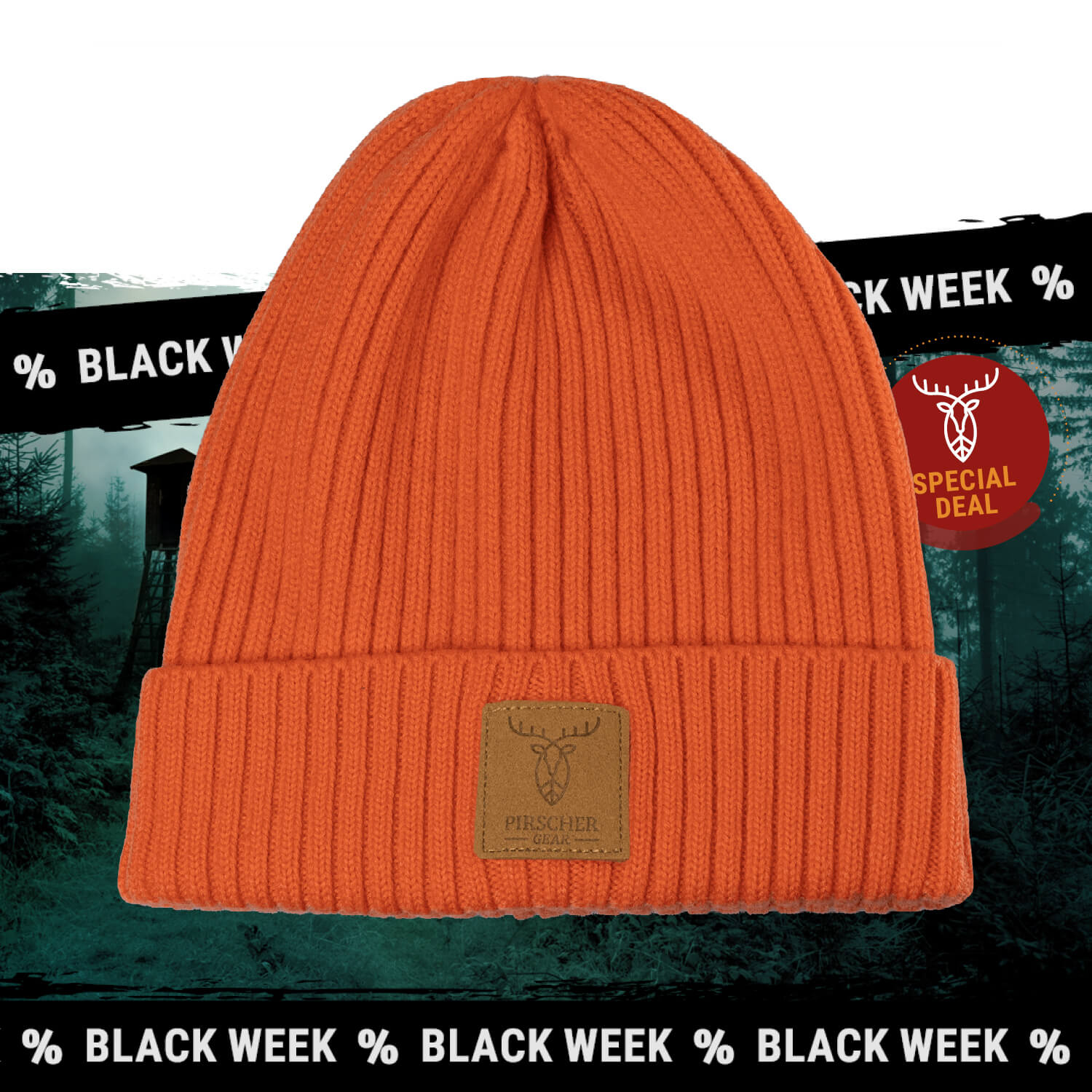 Pirscher Gear Merino Mütze (Orange) - Drückjagd