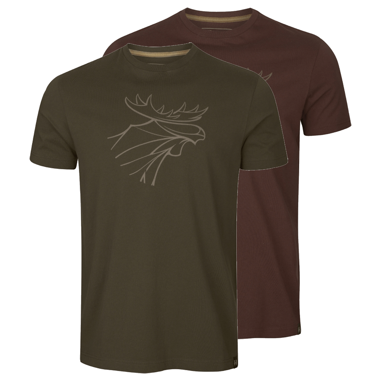 Härkila T-Shirt 2er-pack Graphic (Willow green/ Burgundy) - Jagdbekleidung Herren